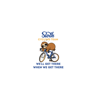 Sloth cycling team model alb pe tricou