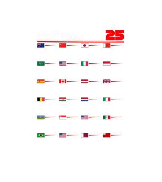F1 calendar 2025 negru model alb pe tricou
