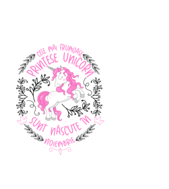 Cele mai frumoase prințese unicorn sunt născute în Noiembrie model alb pe tricou