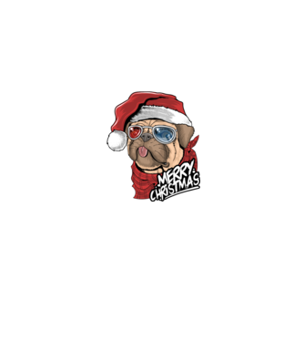 Merry Christmas Mopsz model albastru jeanși pe tricou