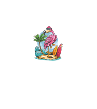 Surfer flamingo model negru pe tricou