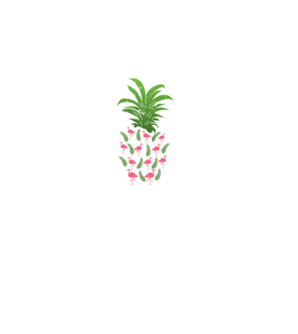 Flamingo ananas model negru pe tricou