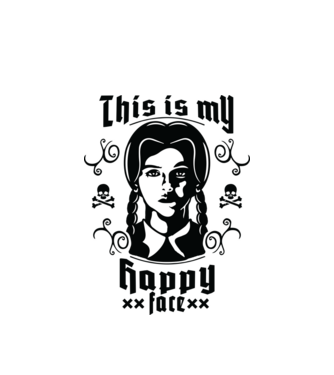 WEDNESDAY This is my happy face model alb pe tricou