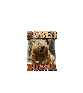 BOBER wombat model negru pe tricou