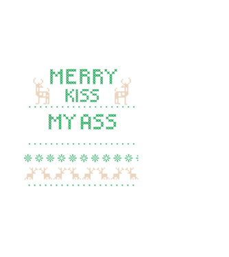 Merry kiss my ass ugly sweater model negru pe tricou