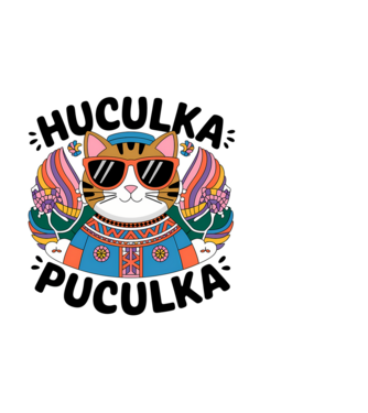 Huculka Puculka pisică 3 model negru pe tricou