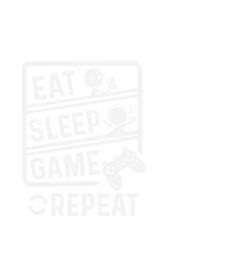 Eat sleep game repeat model alb pe tricou