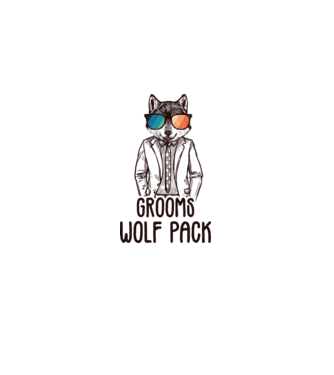 Grooms wolf pack model alb pe tricou