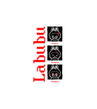 Labubu moods model alb pe tricou