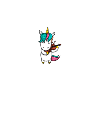 Unicorn Violin model alb pe tricou