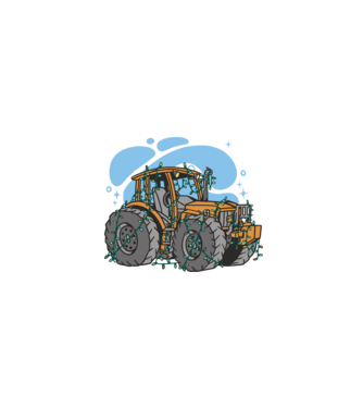 TRACTOR model alb pe tricou