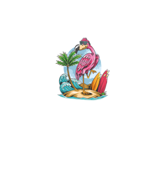 Surfer flamingo model negru pe tricou