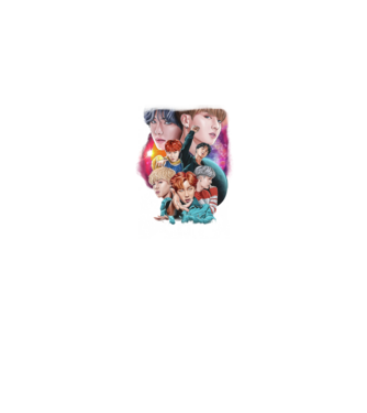 BTS POSTER model albastru jeanși pe tricou
