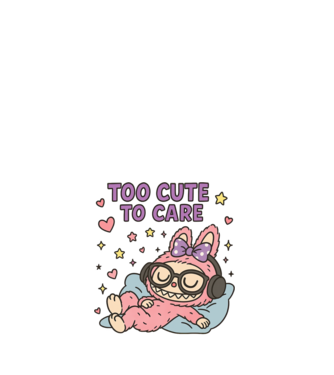 Too cute to care model alb pe tricou
