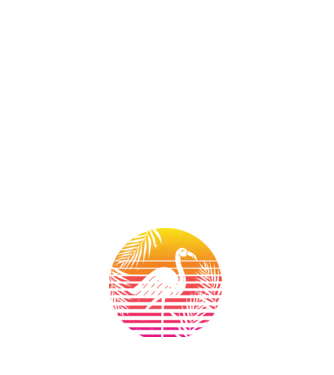 Retro flamingo sunset model negru pe tricou