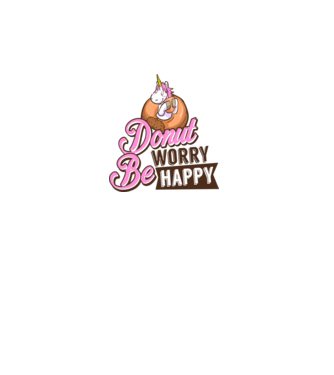Donut worry be happy model alb pe tricou