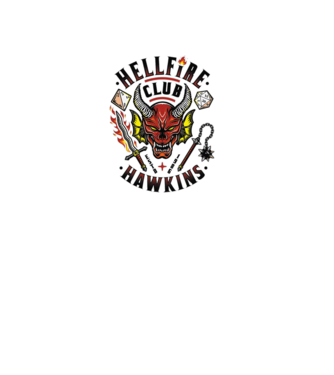 hellfire club hawkins model alb pe tricou