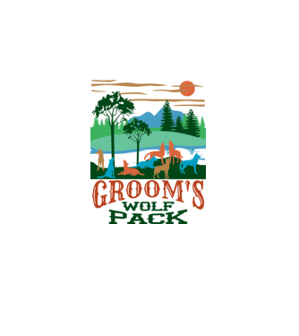 Grooms wolf pack model alb pe tricou