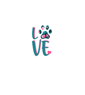 LOVE CÂINI model alb pe tricou