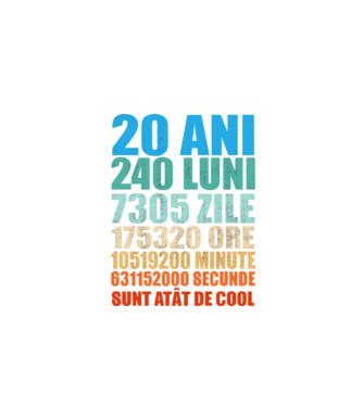 De 20 ani - luni - zile - ore - minute - secunde - sunt atât de cool model negru pe tricou