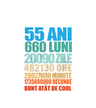 De 55 ani - luni - zile - ore - minute - secunde - sunt atât de cool model alb pe tricou