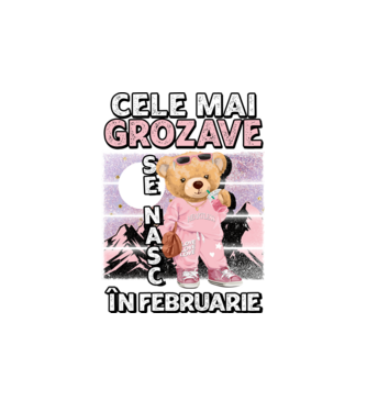 RETRO teddy fetişcană FEBRUARIE model alb pe tricou
