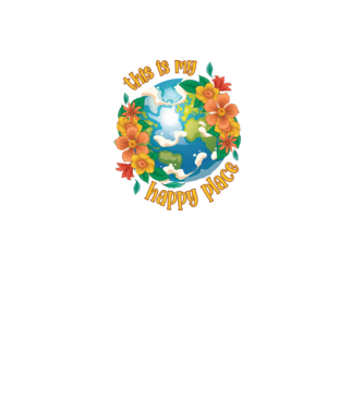 Happy Place model alb pe tricou