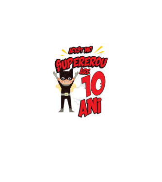 Acest mic supererou are 10 ani model negru pe tricou