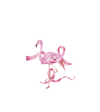 Împotriva Cancerului de sân flamingo model negru pe tricou