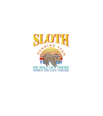 sloth running team retro model negru pe tricou