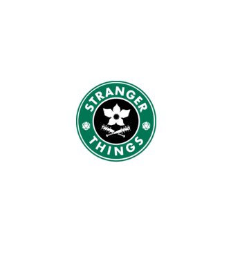 stranger things starbucks model alb/roșu pe tricou
