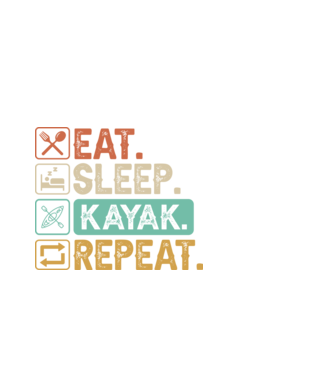 Eat Sleep Kayak model alb pe tricou