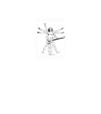 Vitruvius Guitar model negru pe tricou