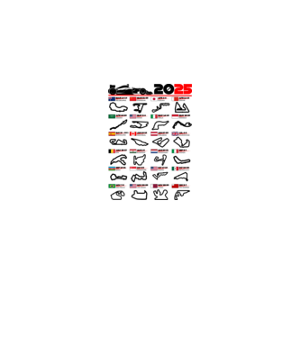 F1 calendar 2025 model alb pe tricou