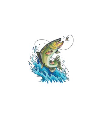 Fish model alb pe tricou