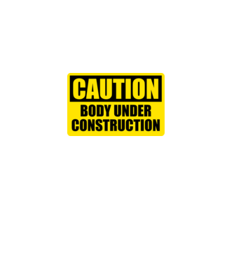 Caution Body Under Construction model negru pe tricou