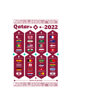 Qatar 2022 teams - groups white model negru pe tricou
