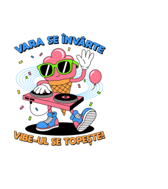 Vara se învârte model negru pe tricou
