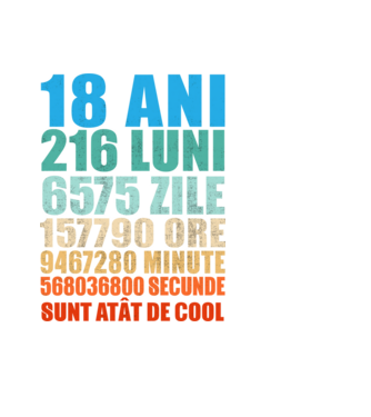 De 18 ani - luni - zile - ore - minute - secunde - sunt atât de cool model negru pe tricou