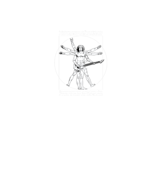 Vitruvius Guitar model gri închis pe tricou