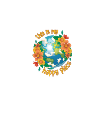 Happy Place model alb pe tricou