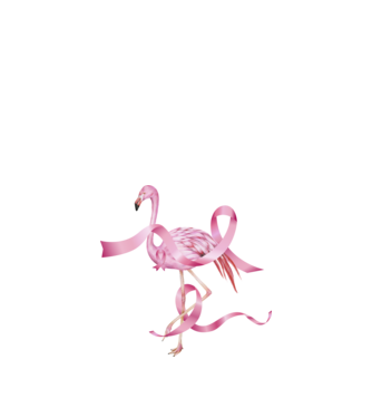 Împotriva Cancerului de sân flamingo model negru pe tricou