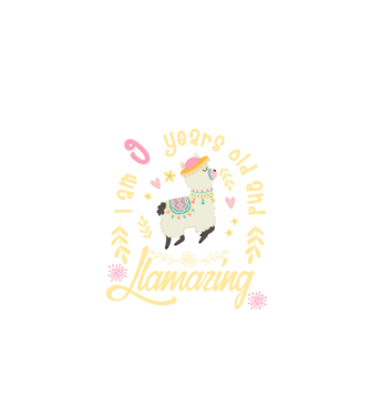 Birthday Llamazing 9 years old model negru pe tricou