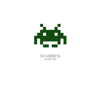 Invaders Must Die model alb pe tricou