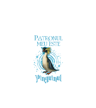 Patronul meu este PINGUINUL model negru pe tricou