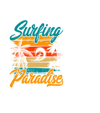 Surfing Paradise model negru pe tricou