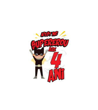 Acest mic supererou are 4 ani model negru pe tricou