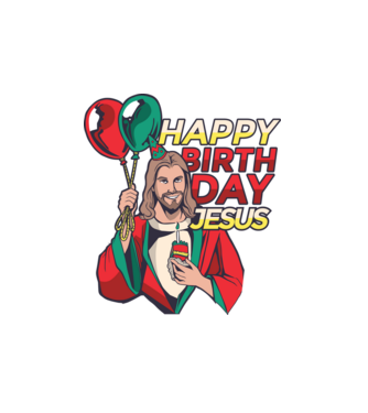 Happy Birtday Jesus! model alb pe tricou
