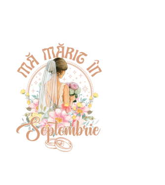mă mărit - în septembrie model alb pe tricou