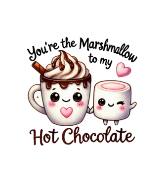 Marshmallow to my Hot Chocolate model alb pe tricou